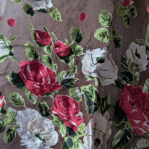 Stunning Rare Find Designer silk blend Sheer Floral Rose Mocha brown Shi… - Picture 13 of 16